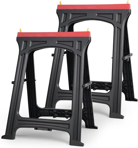ZYJOYY Saw Horses 2 Pack, Folding Plastic Sawhorse, 700 LBS/Pair Capacity, 2.3" Folded for Easy Carry & Storage in Kuwait
