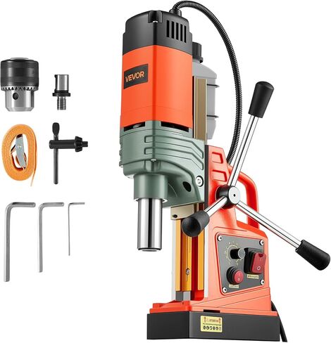 VEVOR 1450W Mag Drill Press, 2" Core Drilling Machine, 2922 lbf Variable Speed Portable Magnetic Drill, Heavy Duty Metal Hole Cutter with 6 Annular Cutters for I-Beam Steel Fabrication & Jobsite in Kuwait