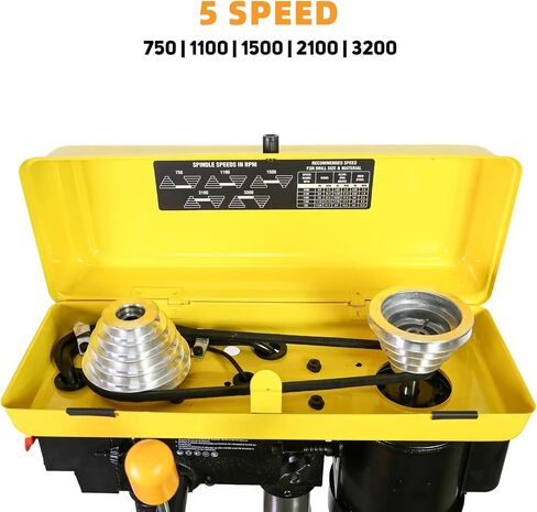WOODSKIL 8-Inch Benchtop Drill Press, 2.3 Amp 5-Speed with Laser Guide | 1/3 HP Induction Motor, 1/2-Inch Keyed Chuck, 2-Inch Spindle Stroke and 45° Beveling Cast Iron Drill Press Table in Kuwait