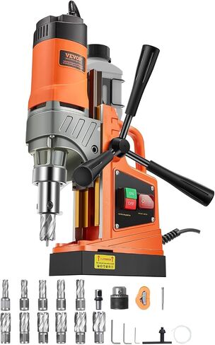 VEVOR Mag Drill Press, 1300W 1.57" Boring Diameter, 2922lbf Power Portable Magnetic Drill, 810 PRM, 11Pcs Drill Bits Electric Drilling Machine for Metal Surface, Industrial and Home Improvement | For Metal Surface, 810 PRM, with 11Pcs Bits, Portable, Tita in Kuwait