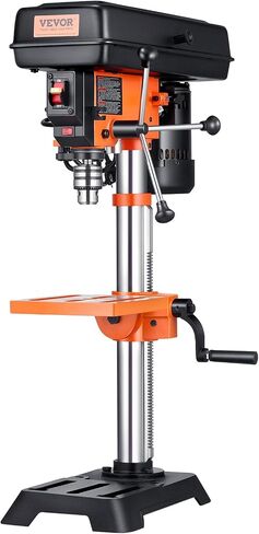 VEVOR Benchtop Drill Press, 3.2 Amp and 5-Speed Adjustable Drill Press with 10 in Swing, Cast Iron Frame, Worktable Tilts 0-45°, Ideal for Drilling Wood & Metal in Kuwait