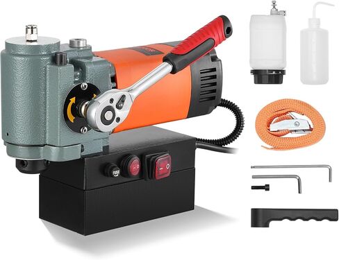 VEVOR Low Profile Magnetic Drill Press, 1300W Mag Drill, Light Weight Portable Mag Drilling Machine with Cooling Device and Overload Protection, Mag Press for Equipment Installation, Industrial | For Equipment Installation, Efficient, Lightweight, Portabl in Kuwait