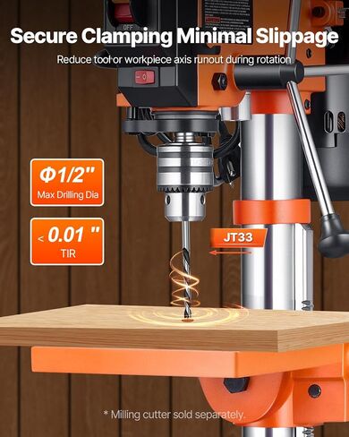 VEVOR Benchtop Drill Press, 3.2 Amp and 5-Speed Adjustable Drill Press with 10 in Swing, Cast Iron Frame, Worktable Tilts 0-45°, Ideal for Drilling Wood & Metal in Kuwait