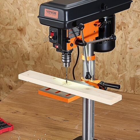 VEVOR Benchtop Drill Press, 3.2 Amp and 5-Speed Adjustable Drill Press with 10 in Swing, Cast Iron Frame, Worktable Tilts 0-45°, Ideal for Drilling Wood & Metal in Kuwait