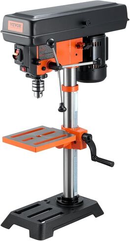 VEVOR Benchtop Drill Press, 3.2 Amp and 5-Speed Adjustable Drill Press with 10 in Swing, Cast Iron Frame, Worktable Tilts 0-45°, Ideal for Drilling Wood & Metal in Kuwait