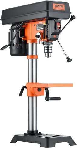 VEVOR Benchtop Drill Press, 3.2 Amp and 5-Speed Adjustable Drill Press with 10 in Swing, Cast Iron Frame, Worktable Tilts 0-45°, Ideal for Drilling Wood & Metal in Kuwait