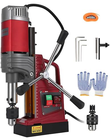 Portable Magnetic Drill Press with Adapter, 1.57" Boring Diameter, 1450W, 820RPM, 13000N, Double Dovetail Guide Electric Mag Drill Kits for Drilling in Metal, Steel, Iron in Kuwait