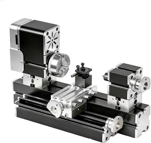 ZHRUI Electroplated all Metal Mini Miniature Didactical Metal Lathe 50mm Center 36W 20000RPM for Processing Aluminum,Wood, Plastic Materials (Heighten Style) in Saudi Arabia