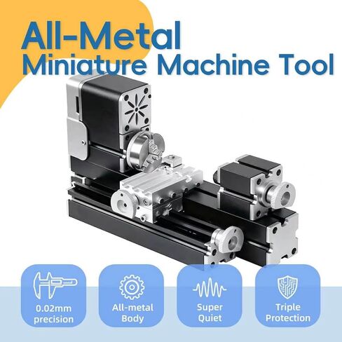 All-Metal Mini Lathe Machine, 20,000RPM 36W with 0.02mm Molded Scale – Small 310mm Desktop for Wood & Soft Metals (Copper, Aluminum) in DIY, Model Making, Crafts & Education in Kuwait