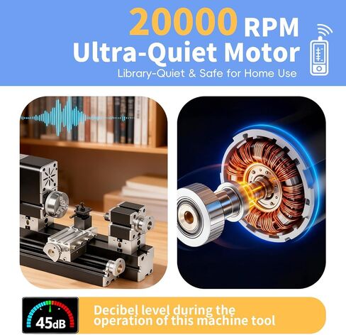 All-Metal Mini Lathe Machine, 20,000RPM 36W with 0.02mm Molded Scale – Small 310mm Desktop for Wood & Soft Metals (Copper, Aluminum) in DIY, Model Making, Crafts & Education in Kuwait