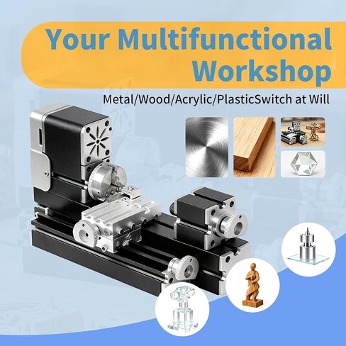 All-Metal Mini Lathe Machine, 20,000RPM 36W with 0.02mm Molded Scale – Small 310mm Desktop for Wood & Soft Metals (Copper, Aluminum) in DIY, Model Making, Crafts & Education in Kuwait