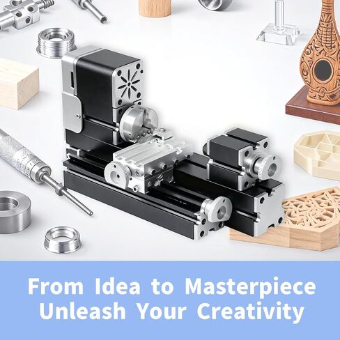 All-Metal Mini Lathe Machine, 20,000RPM 36W with 0.02mm Molded Scale – Small 310mm Desktop for Wood & Soft Metals (Copper, Aluminum) in DIY, Model Making, Crafts & Education in Kuwait