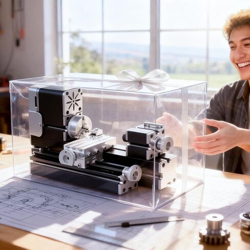 All-Metal Mini Lathe Machine, 20,000RPM 36W with 0.02mm Molded Scale – Small 310mm Desktop for Wood & Soft Metals (Copper, Aluminum) in DIY, Model Making, Crafts & Education in Kuwait