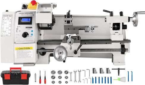 VEVOR Mini Metal Lathe, 8"x14", Mini Lathe Machine 2250 PRM Variable Speed Change, Precision Mini Lathe 650W Metal Working Lathe, Milling Machine for Various Types of Turning in Kuwait
