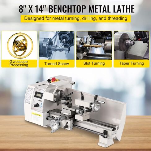 VEVOR Mini Metal Lathe, 8"x14", Mini Lathe Machine 2250 PRM Variable Speed Change, Precision Mini Lathe 650W Metal Working Lathe, Milling Machine for Various Types of Turning in Kuwait