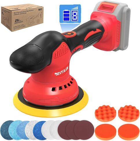 Cordless Car Buffer Polisher Kit Compatible with Dewalt 20V Battery(NO Battery),6" Brushless DA Random Polishing Machine, 8 Variable Speed 5500RPM for Car Detailing,14Pcs Accessories in Kuwait