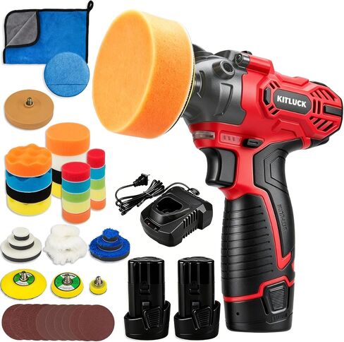 KITLUCK Buffer Polisher, 12Amp 6″/7″ Rotary Polisher for Car Detailing, 1400W 7 Variable Speed Car Buffer Polisher Machine, 800-3500RPM, with Foam Pad, Wool Pad For Car Polishing, Buffing, Waxing in Kuwait