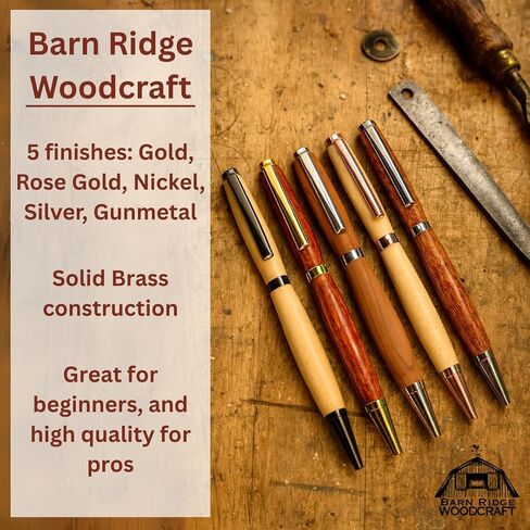 Slimline Pen Kit for Wood Turning || 10 Pack with Multiple Finishes || 7mm Twist Pen Kit in Kuwait