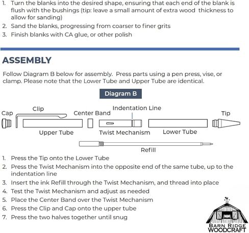 Slimline Pen Kit for Wood Turning || 10 Pack with Multiple Finishes || 7mm Twist Pen Kit in Kuwait