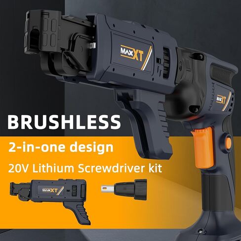MAXXT 20V Brushless Drywall Screw Gun (Tool Only) – 2-in-1 Screwdriver & Router, 0-5 000 RPM, One-Hand 25-57 mm Quick-Set, 360° Rotating Head, Tool-Free Depth, Drywall Cut-Out Bit Included in Kuwait