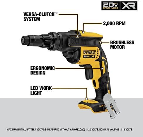 DEWALT 20V MAX XR Screw Gun, Versa-Clutch, Adjustable Torque, Tool Only (DCF622B) | Brushless Motor Up to 2, 000 Rpm, 1/4 Hex Quick-Change Chuck, LED, Belt Hook in Kuwait
