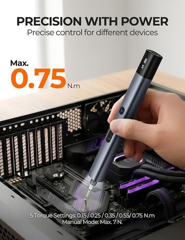 Electric Precision Screwdriver Set, 80 Magnetic Bits, Max 0.75N.m Torque, Mini Electric Screwdriver with 5 Torque Levels, Cordless Repair Tool for Electronics, PC Build, Laptop, Phone and Camera in Kuwait