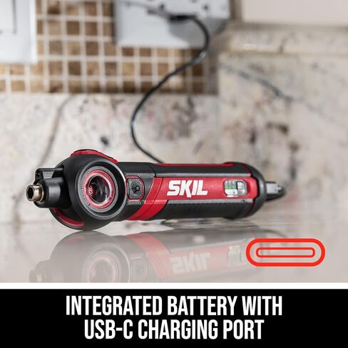 SKIL Twist 2.0 Rechargeable 4V Screwdriver with Pivoting Head, Torque Setting, USB-C Charging Cable & 2PC Bit Set-SD5619-01 in Kuwait