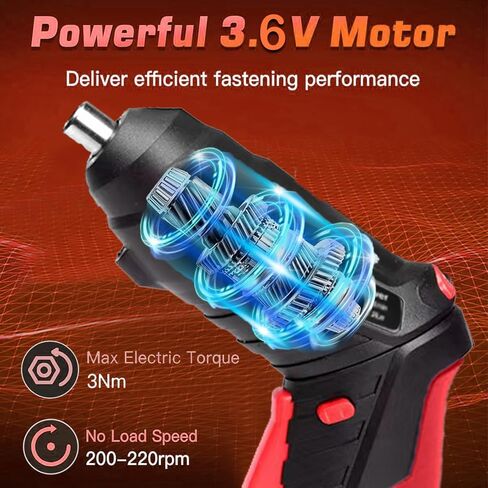 Cordless Power Screwdriver Electric Screwdriver Rechargeable Set, Battery Powered Screwdriver Kit Including 46pcs Bits, Pivoting Handle and LED Lights Small Drills Cordless (Red) in Kuwait