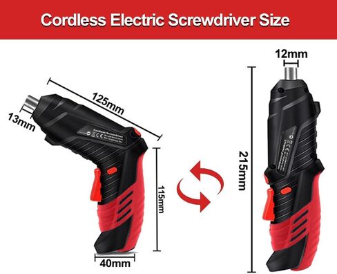 Cordless Power Screwdriver Electric Screwdriver Rechargeable Set, Battery Powered Screwdriver Kit Including 46pcs Bits, Pivoting Handle and LED Lights Small Drills Cordless (Red) in Kuwait