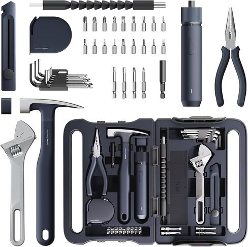 HOTO 40-Piece Tool Kit, Household Essentials Tool Set | 14 Tools & 26 Accessories, Smart Electric Screwdriver (LED, 3 Torque), Pro-Grade Compact Organizer in Kuwait