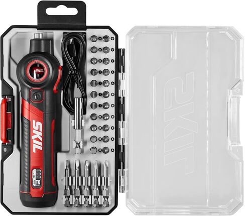 SKIL Twist 2.0 Rechargeable 4V Screwdriver with Pivoting Head, Torque Setting, USB-C Charging Cable, 28 PC Bit Set & Carrying Case- SD5619-02 in Kuwait