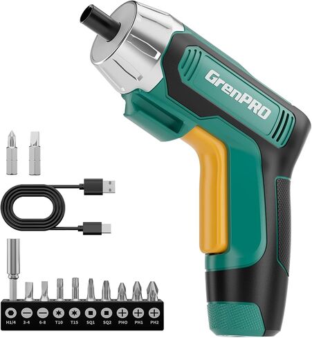 GRENPRO 4V Electric Screwdriver Rechargeable, Cordless Screwdriver, USB Small Power Screwdriver Set with Bits, Ideal for Home Repairs, Pink, 29pcs in Kuwait