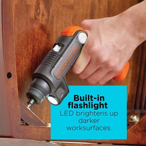 BLACK+DECKER Cordless Screwdriver with LED Light 4V MAX, Electric Screwdriver with 2 Pcs Bit Set (BDCSFL20C) in Kuwait