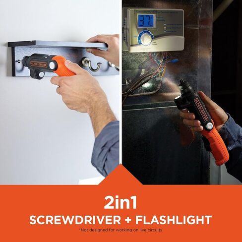 BLACK+DECKER Cordless Screwdriver with LED Light 4V MAX, Electric Screwdriver with 2 Pcs Bit Set (BDCSFL20C) in Kuwait