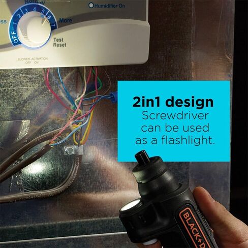 BLACK+DECKER Cordless Screwdriver with LED Light 4V MAX, Electric Screwdriver with 2 Pcs Bit Set (BDCSFL20C) in Kuwait
