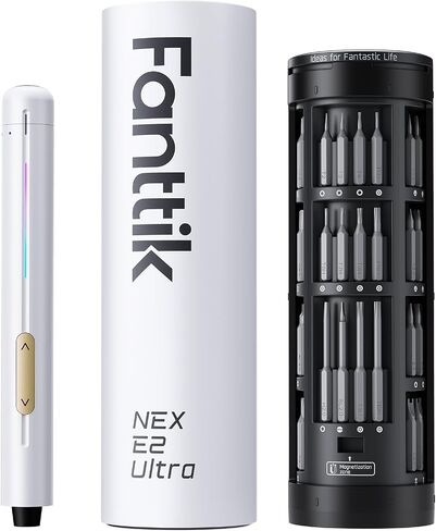 Fanttik E2 Ultra Electric Screwdriver, Precision Screwdriver Set (Grey) | 50 Magnetic Bits, 5/32''Hex Shank, 0.6N.m, RevoStor Magnetic Storage, Repair Kit for PC, Phone, 3D Printer, RC Cars, Drone in Kuwait