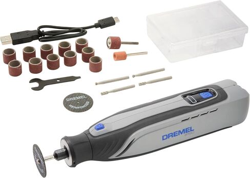Dremel 8150 8V Cordless Rotary Tool Kit with Brushless Motor and LED Nose Cap - Variable Speed 5,000-30,000 RPM, USB-C Rechargeable and 20 Rotary Tool Accessories in Kuwait