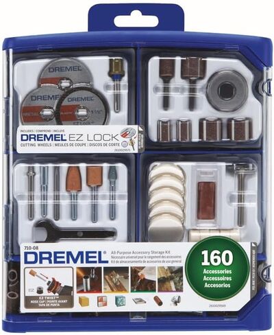 Dremel 709-02 110-Piece All-Purpose Rotary Tool Accessory Kit- Includes a Carving Bit, Sanding Drums, Grinding Stones, Cutting Discs, and a Storage Case, Gray in Kuwait