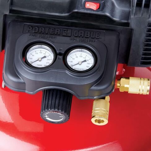 PORTER-CABLE Portable Pancake Air Compressor, 6 Gallon, 150 Max PSI | Oil-Free Maintenance-Free Pump, Wood Working, Roofing, Home, Jobsite, 2.6 CFM @ 90 PSI in Kuwait
