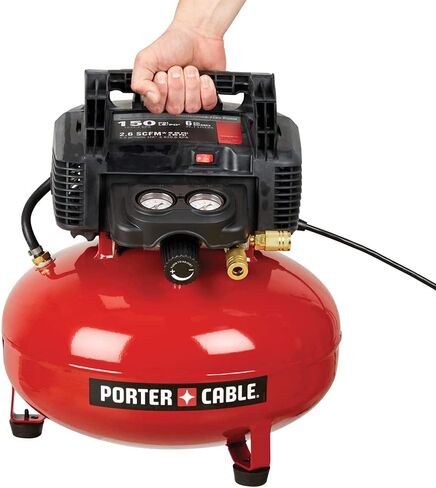 PORTER-CABLE Portable Pancake Air Compressor, 6 Gallon, 150 Max PSI | Oil-Free Maintenance-Free Pump, Wood Working, Roofing, Home, Jobsite, 2.6 CFM @ 90 PSI in Kuwait