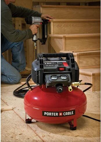 PORTER-CABLE Portable Pancake Air Compressor, 6 Gallon, 150 Max PSI | Oil-Free Maintenance-Free Pump, Wood Working, Roofing, Home, Jobsite, 2.6 CFM @ 90 PSI in Kuwait
