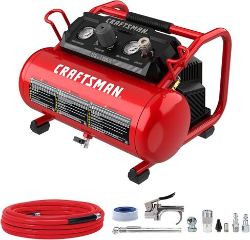 CRAFTSMAN Air Compressor, 2 Gallon Portable Air Compressor 1/3HP Max 125 PSI Oil-Free Light Weight with 10 PCS Accessory Kit in Kuwait