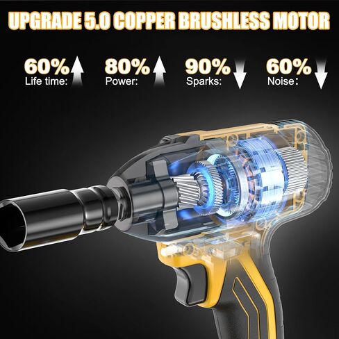 4.0Ah Battery Cordless Impact Wrench, Brushless 1/2 Impact Gun, 320Ft-lbs(430N.m) 20V High Torque Power Impact Driver, Electric Impact for Car Home in Kuwait