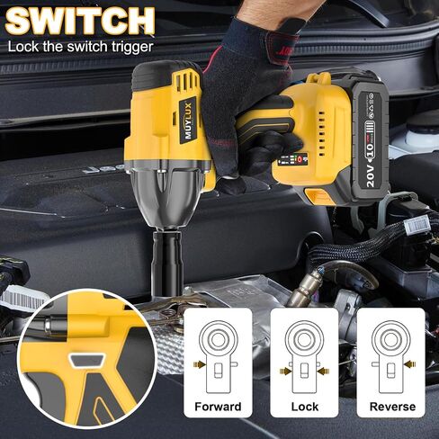 4.0Ah Battery Cordless Impact Wrench, Brushless 1/2 Impact Gun, 320Ft-lbs(430N.m) 20V High Torque Power Impact Driver, Electric Impact for Car Home in Kuwait