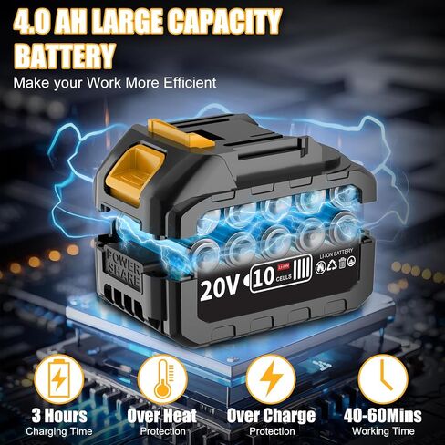 4.0Ah Battery Cordless Impact Wrench, Brushless 1/2 Impact Gun, 320Ft-lbs(430N.m) 20V High Torque Power Impact Driver, Electric Impact for Car Home in Kuwait