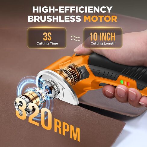 Cordless Electric Scissors: 4V Rechargeable Rotary Cardboard Cutter, 3000mAh Battery, with LED Light & Safety Lock, 2 Blades, Electric Box Cutter for Fabric Carpet Carton Plastic Leather Cloth(Yellow) in Saudi Arabia