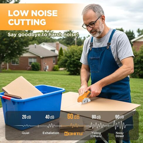Cordless Electric Scissors: 4V Rechargeable Rotary Cardboard Cutter, 3000mAh Battery, with LED Light & Safety Lock, 2 Blades, Electric Box Cutter for Fabric Carpet Carton Plastic Leather Cloth(Yellow) in Saudi Arabia