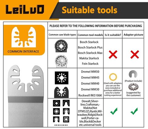 LEILUO 6Pcs Diamond Oscillating Multi Tool Blades Kit for Grout Removal Fit DeWalt Milwaukee Makita Ryobi and More in Kuwait
