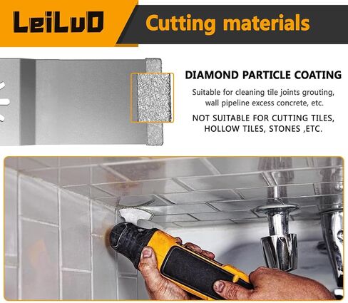 LEILUO 6Pcs Diamond Oscillating Multi Tool Blades Kit for Grout Removal Fit DeWalt Milwaukee Makita Ryobi and More in Kuwait