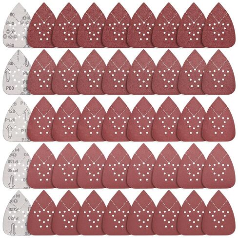 114Pcs Oscillating Tool Sanding Pads Kit 2Pcs Triangle Sanding Pads and 2Pcs Finger Sanding Pad 110Pcs Sandpaper Grit(60-240)Fit for Finishing Wood Plaster Metal Leather Compatible with Multiple Tools in Kuwait